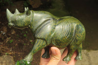 Hand Made Green Verdite Rhino Carving x 1 From Zimbabwe