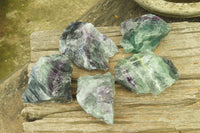 Natural Watermelon Fluorite Cobbed Specimens x 5 From Uis, Namibia