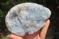 Polished Celestite Geode Eggs x 2 From Sakoany, Madagascar