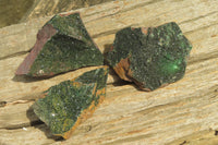 Natural Libethenite Crystals On Dolomite Matrix Specimens x 3 From Shituru, Congo