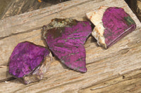 Polished On One Side Metallic Purpurite x 3 From Namibia