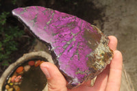 Polished On One Side Metallic Purpurite x 3 From Namibia