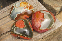 Polished On One Side Polychrome Jasper x 4 From Mahajanga, Madagascar