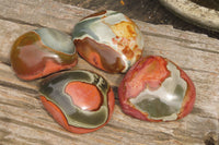 Polished On One Side Polychrome Jasper x 4 From Mahajanga, Madagascar