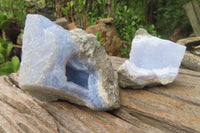 Natural Blue Lace Agate Geode Specimens x 6 From Malawi