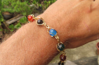 Polished Multicolor Agate Beaded Bracelet with clasp - Sold Per Item - From China