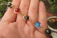 Polished Multicolor Agate Beaded Bracelet with clasp - Sold Per Item - From China