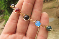 Polished Multicolor Agate Beaded Bracelet with clasp - Sold Per Item - From China