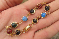 Polished Multicolor Agate Beaded Bracelet with clasp - Sold Per Item - From China