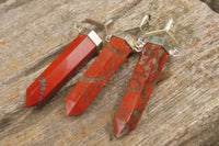 Polished Red Jasper Crystal  Point set in Sterling Silver Pendant - sold per item - From South Africa