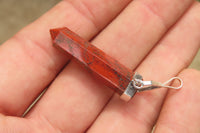 Polished Red Jasper Crystal  Point set in Sterling Silver Pendant - sold per item - From South Africa