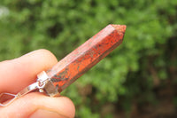 Polished Red Jasper Crystal  Point set in Sterling Silver Pendant - sold per item - From South Africa