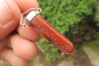 Polished Red Jasper Crystal  Point set in Sterling Silver Pendant - sold per item - From South Africa