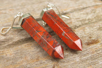 Polished Red Jasper Crystal  Point set in Sterling Silver Pendant - sold per item - From South Africa