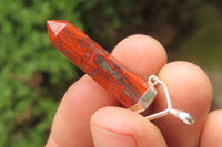 Polished Red Jasper Crystal  Point set in Sterling Silver Pendant - sold per item - From South Africa