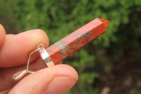 Polished Red Jasper Crystal  Point set in Sterling Silver Pendant - sold per item - From South Africa