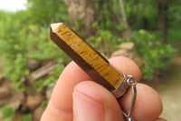 Polished Golden Tigers Eye Crystal Point set in Sterling Silver Pendant - sold per item - From South Africa