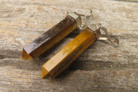 Polished Golden Tigers Eye Crystal Point set in Sterling Silver Pendant - sold per item - From South Africa