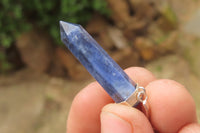 Polished Sodalite Crystal Point set in Sterling Silver Pendant - sold per item - From Namibia