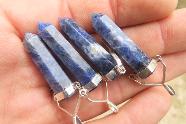 Polished Sodalite Crystal Point set in Sterling Silver Pendant - sold per item - From Namibia