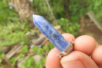 Polished Sodalite Crystal Point set in Sterling Silver Pendant - sold per item - From Namibia