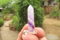 Polished Chevron Amethyst Crystal  Point set in Sterling Silver Pendant - sold per item - From Zambia