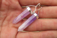 Polished Chevron Amethyst Crystal  Point set in Sterling Silver Pendant - sold per item - From Zambia