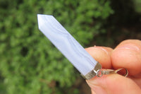 Polished Blue Lace Agate Crystal Point set in Sterling Silver Pendant - sold per item - From Namibia