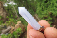 Polished Blue Lace Agate Crystal Point set in Sterling Silver Pendant - sold per item - From Namibia