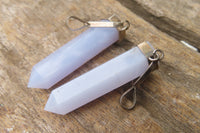 Polished Blue Lace Agate Crystal Point set in Sterling Silver Pendant - sold per item - From Namibia