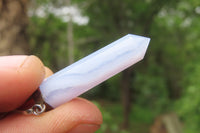 Polished Blue Lace Agate Crystal Point set in Sterling Silver Pendant - sold per item - From Namibia