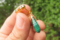 Polished Pair of Malachite Drop Clip On Earrings - Sold Per Pair - From Congo