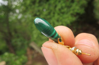 Polished Pair of Malachite Tear Drop Stud Earrings - Sold Per Pair - From Congo