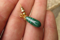 Polished Pair of Malachite Tear Drop Stud Earrings - Sold Per Pair - From Congo