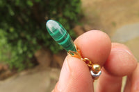 Polished Pair of Malachite Tear Drop Stud Earrings - Sold Per Pair - From Congo