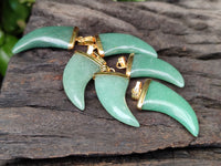 Polished Aventurine Lions Claw Pendant with Gold Cap & Bail - Sold Per Item - From Zimbabwe