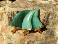 Polished Aventurine Lions Claw Pendant with Gold Cap & Bail - Sold Per Item - From Zimbabwe