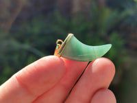 Polished Aventurine Lions Claw Pendant with Gold Cap & Bail - Sold Per Item - From Zimbabwe