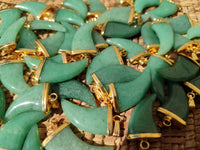 Polished Aventurine Lions Claw Pendant with Gold Cap & Bail - Sold Per Item - From Zimbabwe