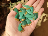 Polished Aventurine Lions Claw Pendant with Gold Cap & Bail - Sold Per Item - From Zimbabwe