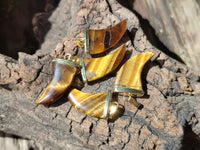 Polished Golden Tigers Eye Lions Claw Pendant with Gold Cap & Bail - Sold Per Item - From South Africa