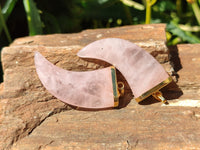 Polished Rose Quartz Lions Claw Pendant with Gold Cap & Bail - Sold Per Item - From Madagascar