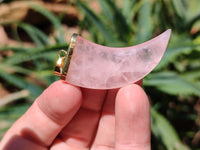 Polished Rose Quartz Lions Claw Pendant with Gold Cap & Bail - Sold Per Item - From Madagascar