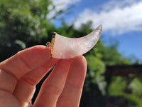 Polished Rose Quartz Lions Claw Pendant with Gold Cap & Bail - Sold Per Item - From Madagascar