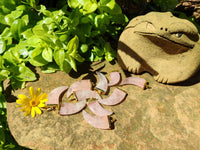 Polished Rose Quartz Lions Claw Pendant with Gold Cap & Bail - Sold Per Item - From Madagascar