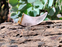 Polished Rose Quartz Lions Claw Pendant with Gold Cap & Bail - Sold Per Item - From Madagascar