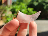 Polished Rose Quartz Lions Claw Pendant with Gold Cap & Bail - Sold Per Item - From Madagascar