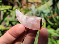 Polished Rose Quartz Lions Claw Pendant with Gold Cap & Bail - Sold Per Item - From Madagascar