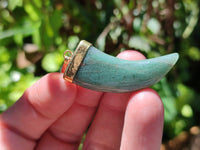 Polished Large Aventurine Lions Claw Pendant with Gold Cap & Bail - Sold Per Item - From Zimbabwe