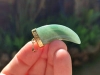 Polished Large Aventurine Lions Claw Pendant with Gold Cap & Bail - Sold Per Item - From Zimbabwe